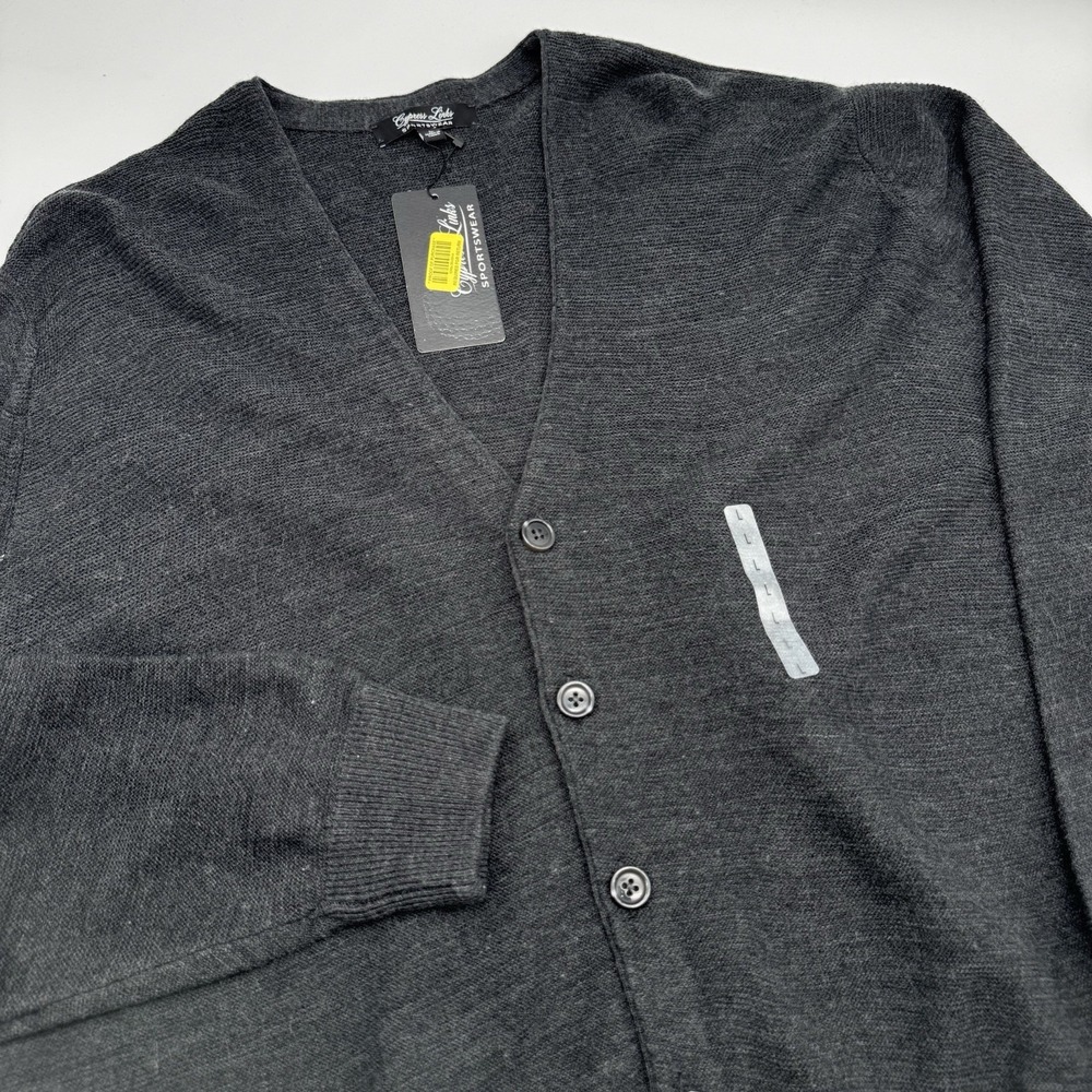Cypress Links Sportswear Cardigan Mens Grunge Dark Heather Gray Knit Sweater - L